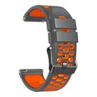 22mm Three-row Hole Breathable Two Color Silicone Watch Band(Dark Grey Orange) - 3