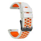 22mm Three-row Hole Breathable Two Color Silicone Watch Band(Light Grey Orange) - 3