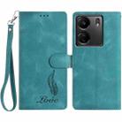 For Redmi 13C 4G Skin Feel Embossed Feather Leather Phone Case(Green) - 1