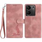 For Redmi 13C 4G Skin Feel Embossed Feather Leather Phone Case(Pink) - 1