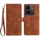 For Redmi 13C 4G Skin Feel Embossed Feather Leather Phone Case(Brown) - 1