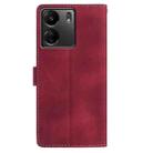 For Redmi 13C 4G Skin Feel Embossed Feather Leather Phone Case(Red) - 3