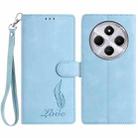 For Redmi 14C 4G Skin Feel Embossed Feather Leather Phone Case(Light Blue) - 1