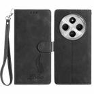 For Redmi 14C 4G Skin Feel Embossed Feather Leather Phone Case(Black) - 1