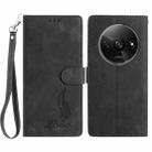 For Redmi A3 Skin Feel Embossed Feather Leather Phone Case(Black) - 1