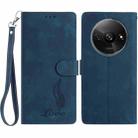 For Redmi A3 Skin Feel Embossed Feather Leather Phone Case(Dark Blue) - 1