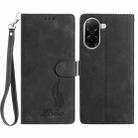 For Redmi A5 4G 173.3mm Skin Feel Embossed Feather Leather Phone Case(Black) - 1