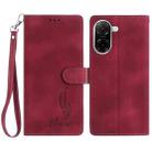 For Redmi A5 4G 173.3mm Skin Feel Embossed Feather Leather Phone Case(Red) - 1
