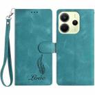For Redmi Note 14 4G 164.84mm Skin Feel Embossed Feather Leather Phone Case(Green) - 1