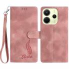 For Redmi Note 14 4G 164.84mm Skin Feel Embossed Feather Leather Phone Case(Pink) - 1