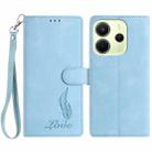 For Redmi Note 14 4G 164.84mm Skin Feel Embossed Feather Leather Phone Case(Light Blue) - 1
