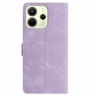 For Redmi Note 14 4G 164.84mm Skin Feel Embossed Feather Leather Phone Case(Purple) - 3
