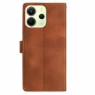 For Redmi Note 14 4G 164.84mm Skin Feel Embossed Feather Leather Phone Case(Brown) - 3