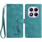 For Redmi Note 14 Pro 4G Skin Feel Embossed Feather Leather Phone Case(Green) - 1