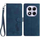 For Redmi Note 14 Pro 4G Skin Feel Embossed Feather Leather Phone Case(Dark Blue) - 1