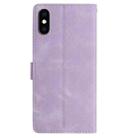 For iPhone XS Max Skin Feel Embossed Feather Leather Phone Case(Purple) - 3