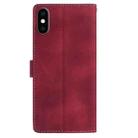 For iPhone XS Max Skin Feel Embossed Feather Leather Phone Case(Red) - 3