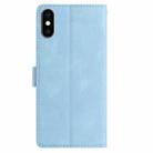 For iPhone XS / X Skin Feel Embossed Feather Leather Phone Case(Light Blue) - 3