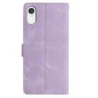 For iPhone XR Skin Feel Embossed Feather Leather Phone Case(Purple) - 3