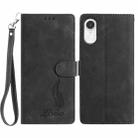 For iPhone XR Skin Feel Embossed Feather Leather Phone Case(Black) - 1