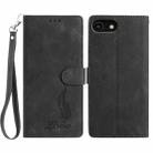 For iPhone SE 2022 / SE 2020 / 8 / 7 Skin Feel Embossed Feather Leather Phone Case(Black) - 1