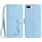 For iPhone 8 Plus / 7 Plus Skin Feel Embossed Feather Leather Phone Case(Light Blue) - 1