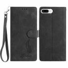 For iPhone 8 Plus / 7 Plus Skin Feel Embossed Feather Leather Phone Case(Black) - 1