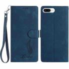 For iPhone 8 Plus / 7 Plus Skin Feel Embossed Feather Leather Phone Case(Dark Blue) - 1
