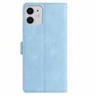 For iPhone 11 Skin Feel Embossed Feather Leather Phone Case(Light Blue) - 3