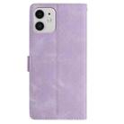 For iPhone 11 Skin Feel Embossed Feather Leather Phone Case(Purple) - 3