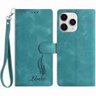 For iPhone 11 Pro Skin Feel Embossed Feather Leather Phone Case(Green) - 1