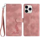 For iPhone 11 Pro Skin Feel Embossed Feather Leather Phone Case(Pink) - 1