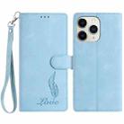 For iPhone 11 Pro Skin Feel Embossed Feather Leather Phone Case(Light Blue) - 1