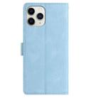 For iPhone 11 Pro Skin Feel Embossed Feather Leather Phone Case(Light Blue) - 3
