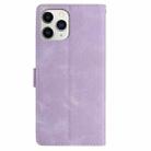 For iPhone 11 Pro Skin Feel Embossed Feather Leather Phone Case(Purple) - 3