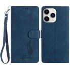 For iPhone 11 Pro Skin Feel Embossed Feather Leather Phone Case(Dark Blue) - 1