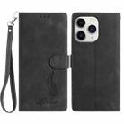 For iPhone 11 Pro Max Skin Feel Embossed Feather Leather Phone Case(Black) - 1