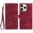 For iPhone 11 Pro Max Skin Feel Embossed Feather Leather Phone Case(Red) - 1