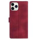 For iPhone 11 Pro Max Skin Feel Embossed Feather Leather Phone Case(Red) - 3