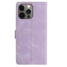 For iPhone 12 / 12 Pro Skin Feel Embossed Feather Leather Phone Case(Purple) - 3