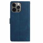 For iPhone 12 / 12 Pro Skin Feel Embossed Feather Leather Phone Case(Dark Blue) - 3