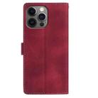 For iPhone 12 / 12 Pro Skin Feel Embossed Feather Leather Phone Case(Red) - 3