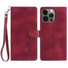 For iPhone 12 Pro Max Skin Feel Embossed Feather Leather Phone Case(Red) - 1