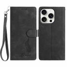 For iPhone 13 Pro Skin Feel Embossed Feather Leather Phone Case(Black) - 1
