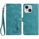 For iPhone 14 Skin Feel Embossed Feather Leather Phone Case(Green) - 1