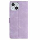 For iPhone 14 Skin Feel Embossed Feather Leather Phone Case(Purple) - 3