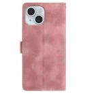 For iPhone 14 Plus Skin Feel Embossed Feather Leather Phone Case(Pink) - 3