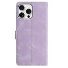 For iPhone 14 Pro Skin Feel Embossed Feather Leather Phone Case(Purple) - 3