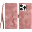 For iPhone 14 Pro Max Skin Feel Embossed Feather Leather Phone Case(Pink) - 1