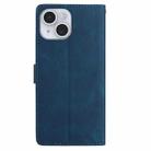 For iPhone 15 Skin Feel Embossed Feather Leather Phone Case(Dark Blue) - 3